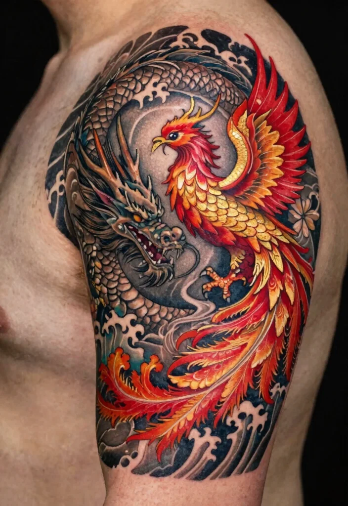 16 Japanese Tattoo Art Dragon Ideas With Traditional Power 4 16 Japanese Tattoo Art Dragon Ideas With Traditional Power - 4. The Dragon and Phoenix 1