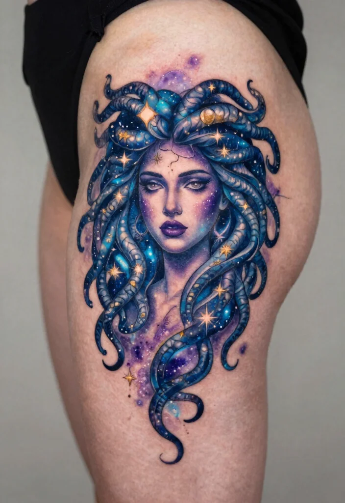16 Medusa Hip Tattoo Ideas With Fierce Feminine Energy 52 16 Medusa Hip Tattoo Ideas With Fierce Feminine Energy - 12. Cosmic Medusa 1