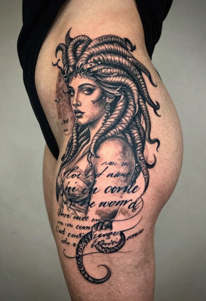 16 Medusa Hip Tattoo Ideas With Fierce Feminine Energy 54 16 Medusa Hip Tattoo Ideas With Fierce Feminine Energy - 14. Medusa’s Legacy 1