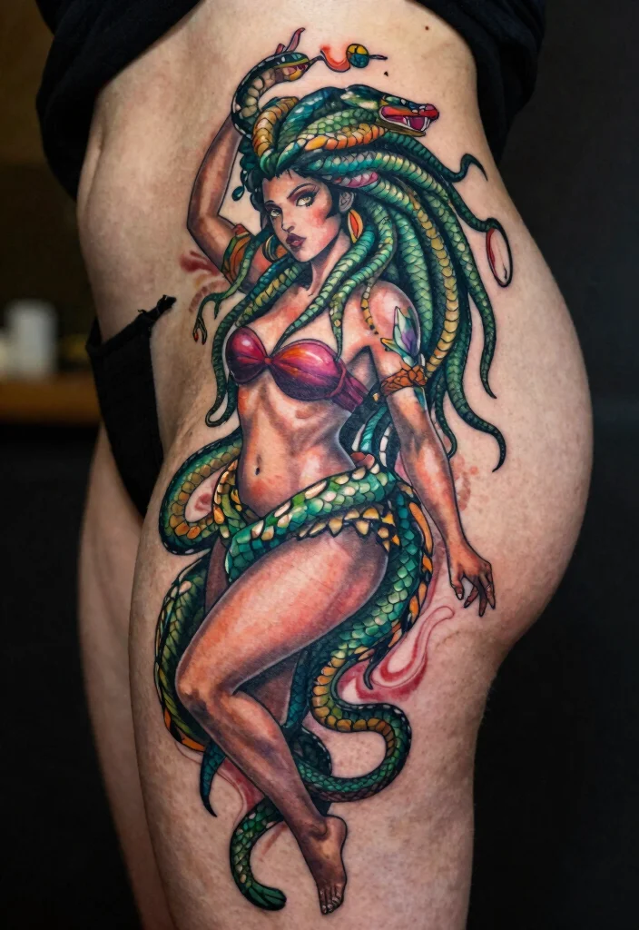 16 Medusa Hip Tattoo Ideas With Fierce Feminine Energy 55 16 Medusa Hip Tattoo Ideas With Fierce Feminine Energy - 15. Medusa in Motion 1