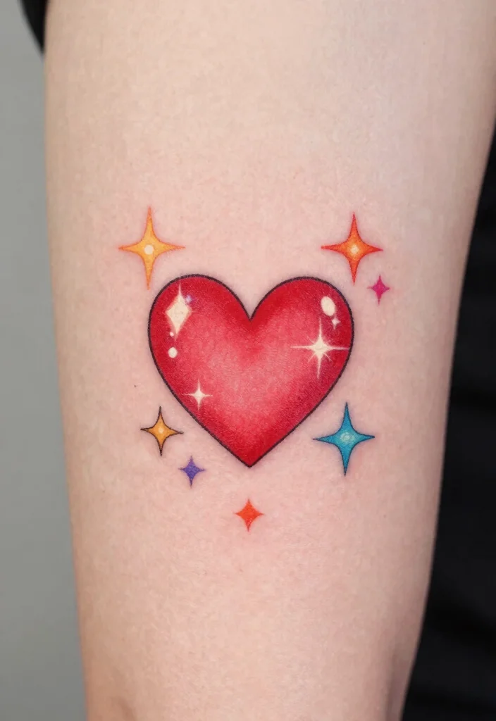 16 Traditional Tattoo Heart Ideas With Classic Ink Vibes - 15. Heart with Stars 1