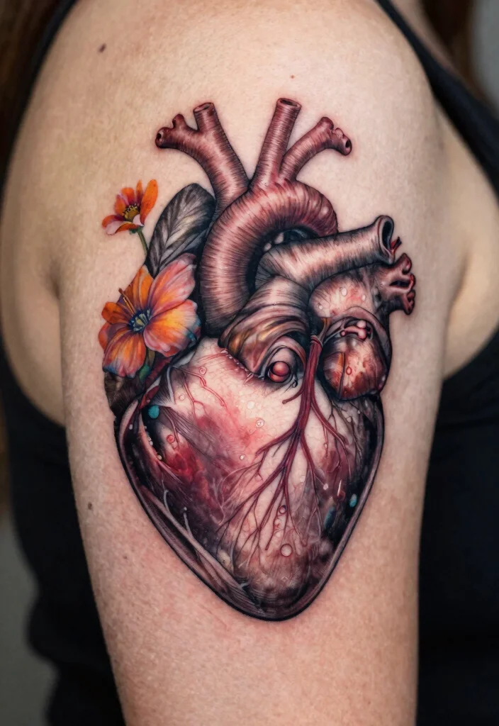 16 Traditional Tattoo Heart Ideas With Classic Ink Vibes - 7. Anatomical Heart Tattoo 1