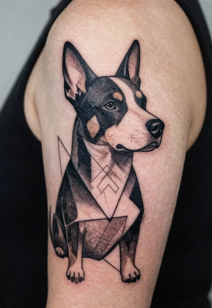 16 Year of the Dog Tattoo Ideas With Zodiac Symbolism - 11. Geometric Dog Design 1