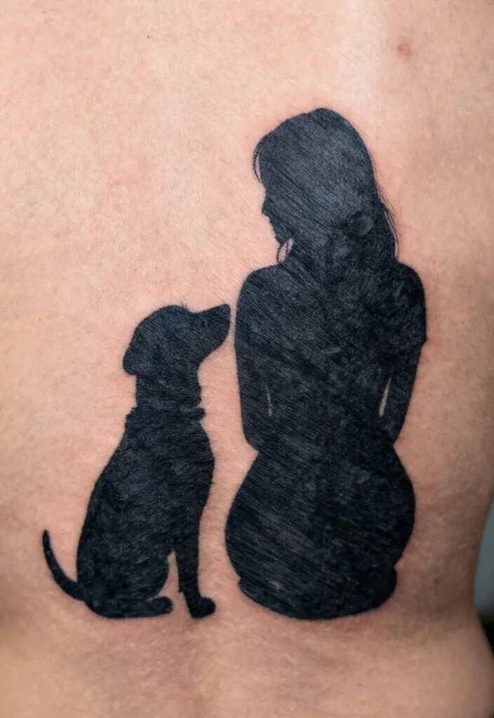 16 Year of the Dog Tattoo Ideas With Zodiac Symbolism - 13. Dog and Owner Silhouette 1