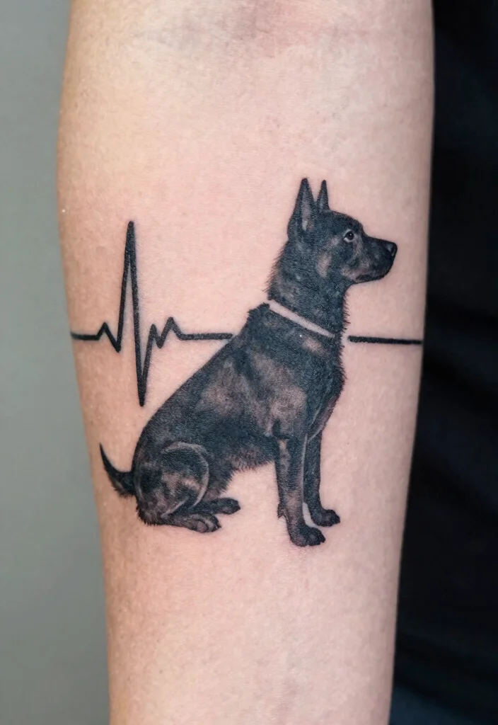 16 Year of the Dog Tattoo Ideas With Zodiac Symbolism - 15. Dog and Heartbeat 1