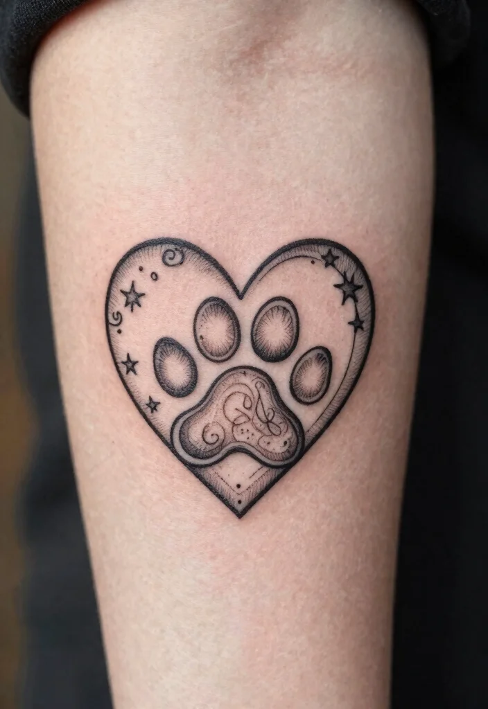 16 Year of the Dog Tattoo Ideas With Zodiac Symbolism - 4. Heart and Paw 1