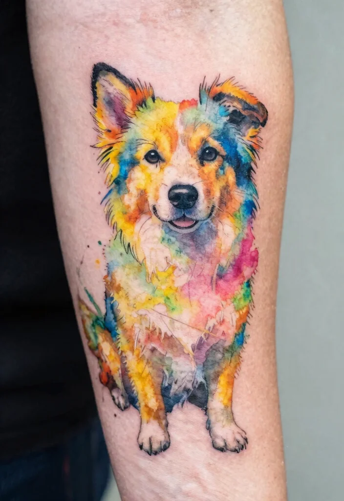 16 Year of the Dog Tattoo Ideas With Zodiac Symbolism - 9. Watercolor Splash 1