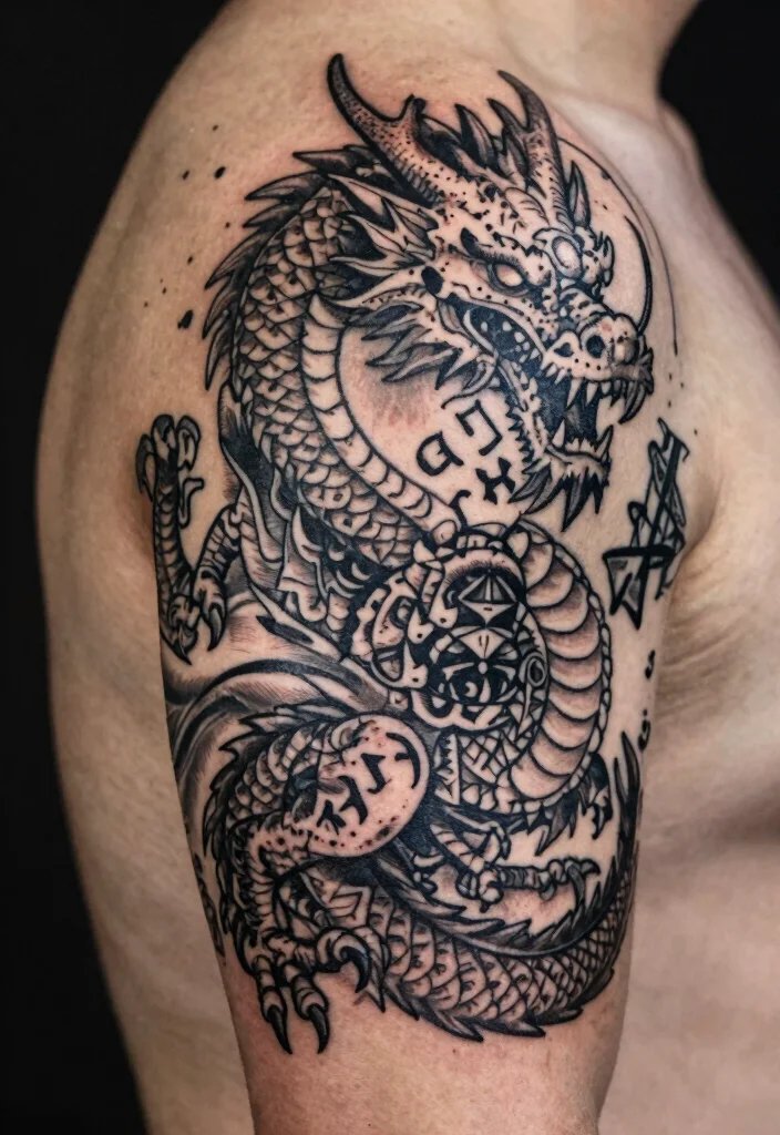 17 Dragon Shoulder Tattoo Ideas With Dynamic Motion 64 17 Dragon Shoulder Tattoo Ideas With Dynamic Motion - 14. The Norse Dragon 1