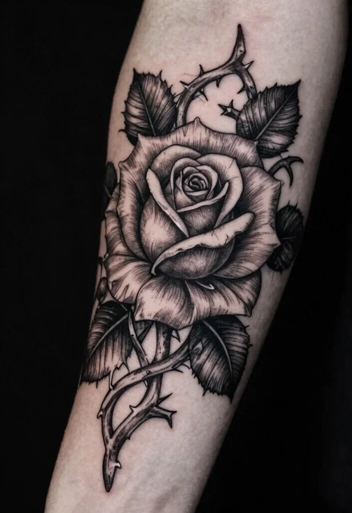 17 Gothic Arm Tattoo Ideas With Dark Elegance 1 17 Gothic Arm Tattoo Ideas With Dark Elegance - 1. Enigmatic Roses 1