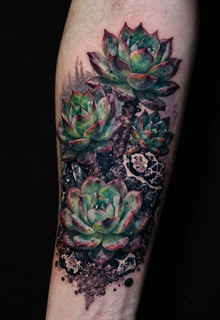 17 Gothic Arm Tattoo Ideas With Dark Elegance 61 17 Gothic Arm Tattoo Ideas With Dark Elegance - 11. Spooky Succulents 1