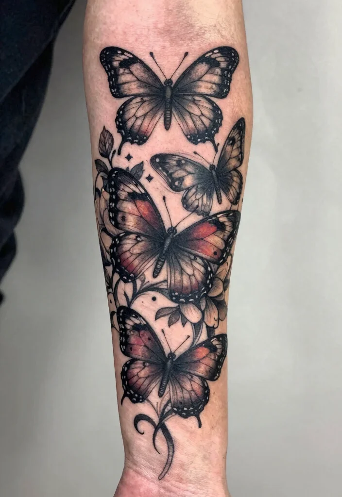 17 Gothic Arm Tattoo Ideas With Dark Elegance 63 17 Gothic Arm Tattoo Ideas With Dark Elegance - 13. Gothic Butterfly Blooms 1