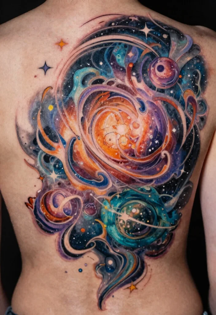 17 Moon Star Sun Tattoo Ideas With Celestial Balance - 13. Abstract Celestial Artwork 1