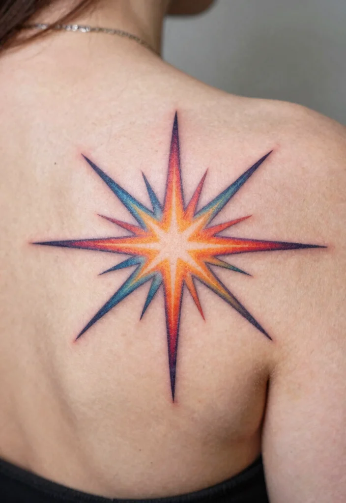 17 Moon Star Sun Tattoo Ideas With Celestial Balance - 6. Starburst Design 1