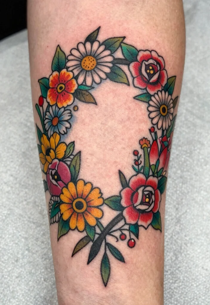 17 Neo Traditional Tattoo Flash Ideas With Bold Color - 16. Floral Crown Inspirations 1