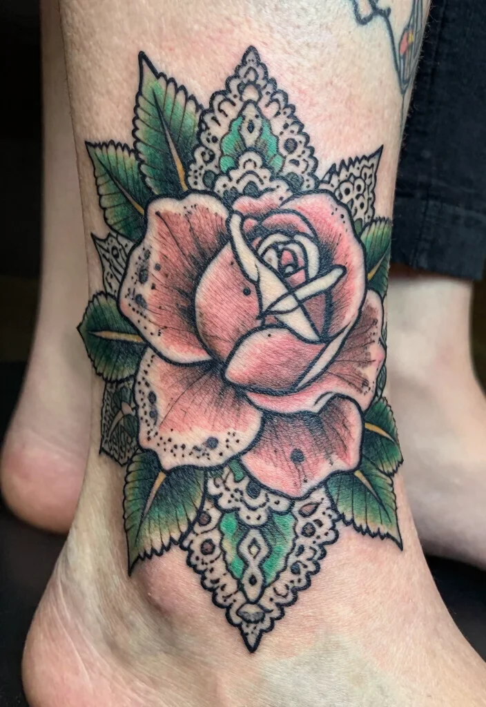 17 Neo Traditional Tattoo Flash Ideas With Bold Color - 8. Vintage Floral Patterns 1