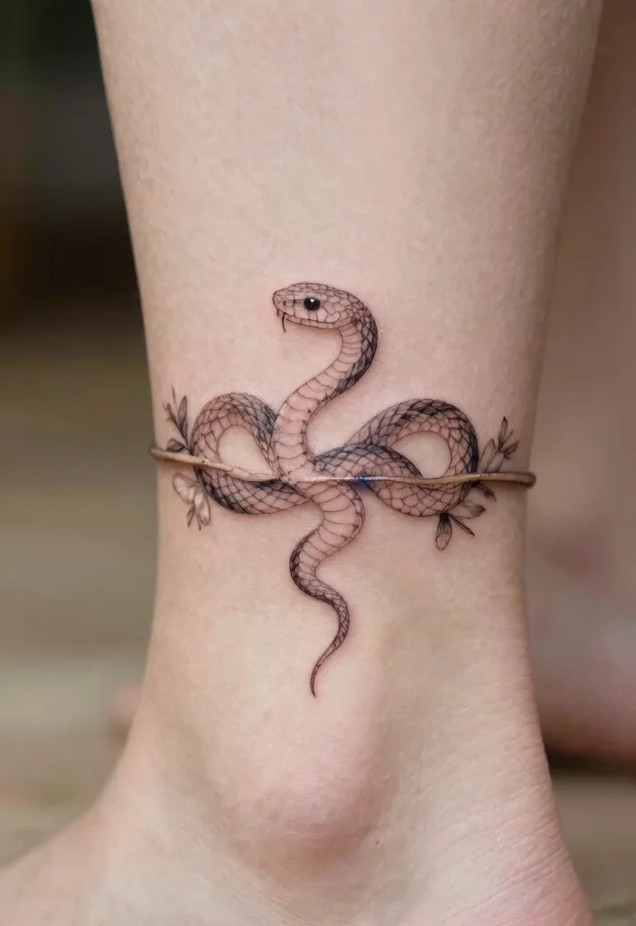17 Pretty Snake Tattoo Ideas With Elegant Curves 66 17 Pretty Snake Tattoo Ideas With Elegant Curves - 16. Subtle Ankle Band 1