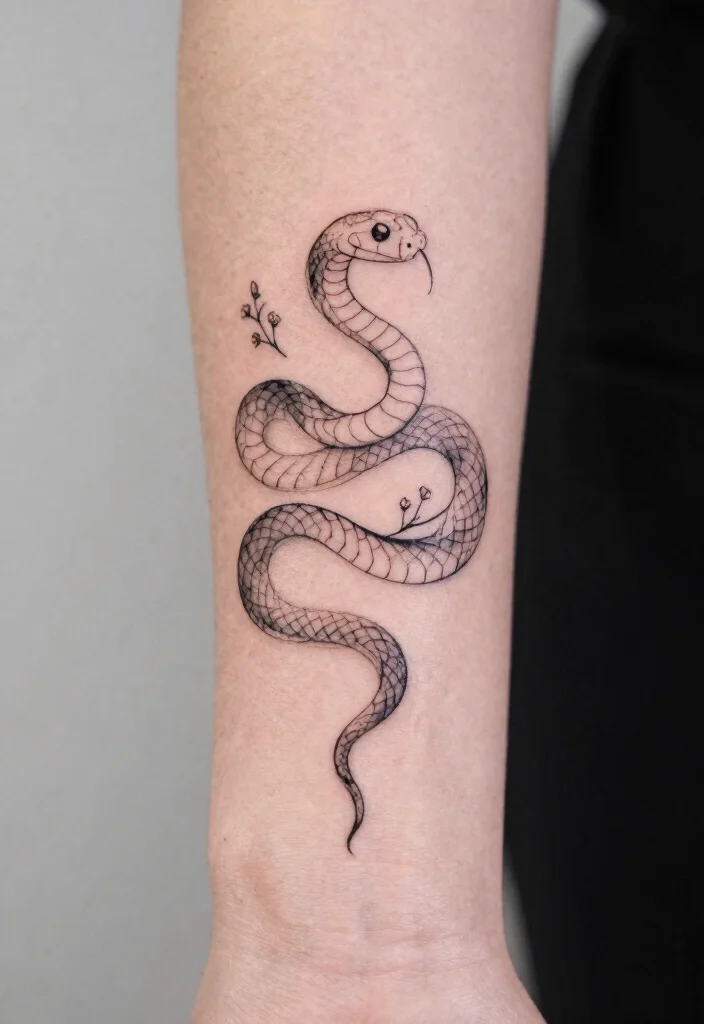 17 Pretty Snake Tattoo Ideas With Elegant Curves 3 17 Pretty Snake Tattoo Ideas With Elegant Curves - 3. Minimalist Line Art 1