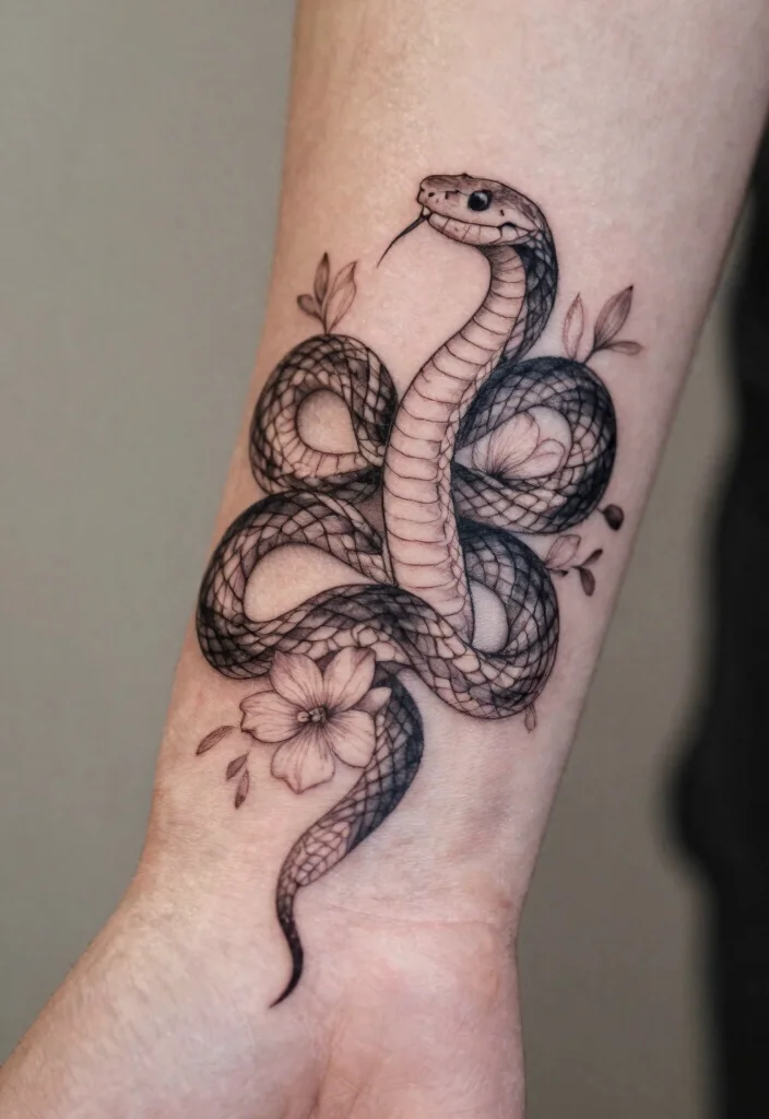 17 Pretty Snake Tattoo Ideas With Elegant Curves 18 17 Pretty Snake Tattoo Ideas With Elegant Curves - 8. Coiled Around the Wrist 1