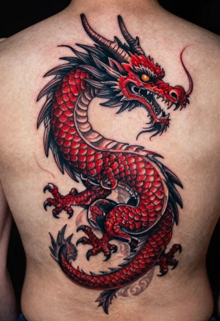 17 Red and Black Dragon Tattoo Ideas With Intense Dual Tone 67 17 Red and Black Dragon Tattoo Ideas With Intense Dual Tone - 17. The Mythical Dragon 1