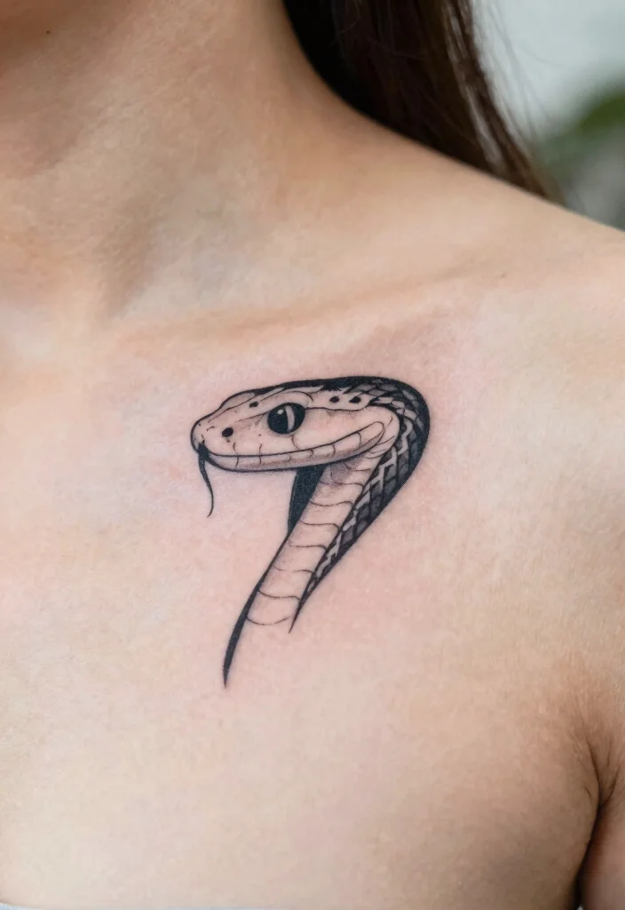 17 Snake Tattoo Collar Bone Ideas With Subtle Edge 65 17 Snake Tattoo Collar Bone Ideas With Subtle Edge - 15. Minimalist Snake Head 1