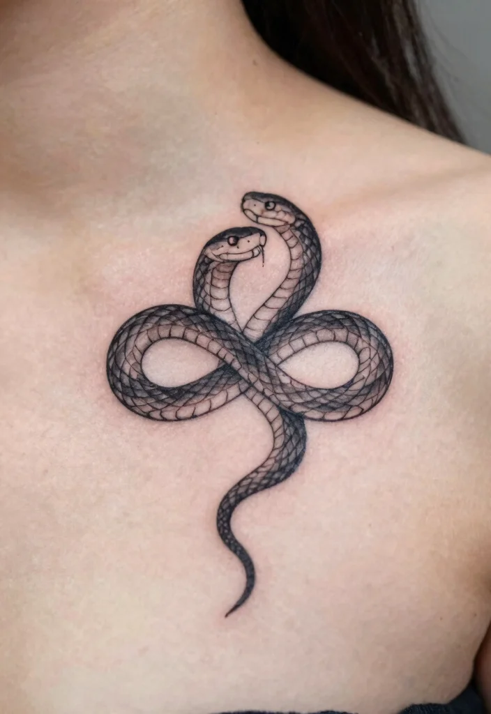 17 Snake Tattoo Collar Bone Ideas With Subtle Edge 66 17 Snake Tattoo Collar Bone Ideas With Subtle Edge - 16. Infinity Snake Design 1