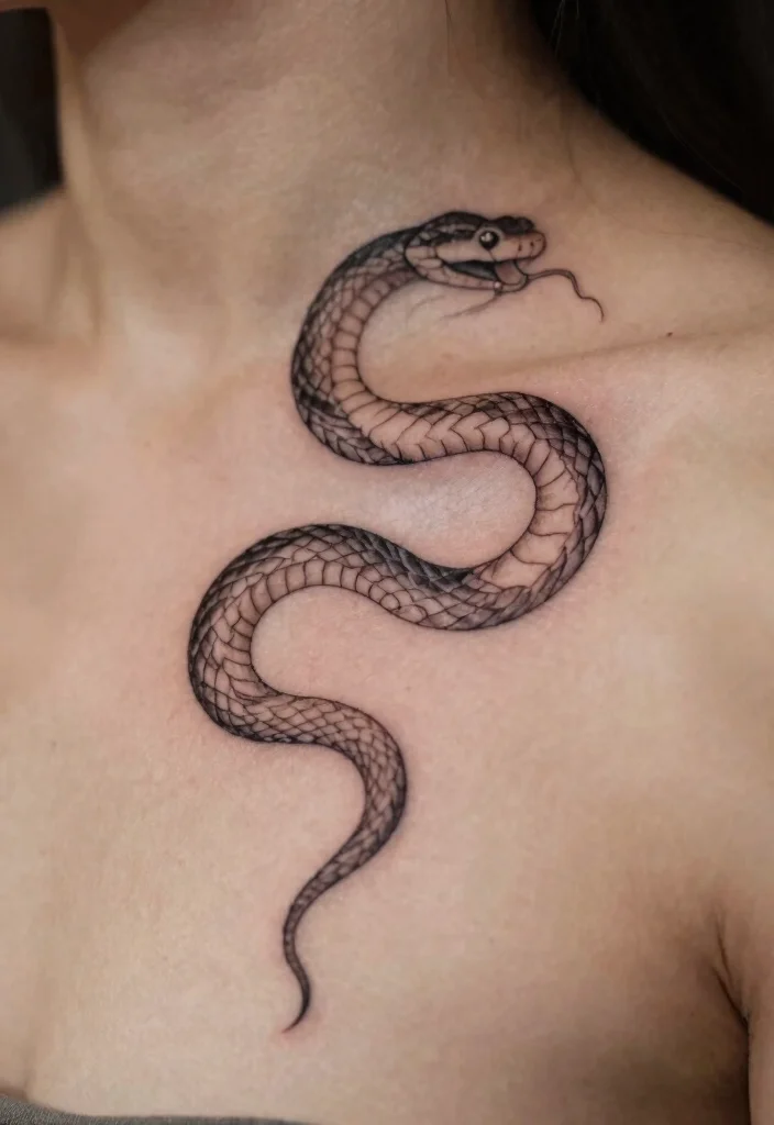 17 Snake Tattoo Collar Bone Ideas With Subtle Edge 67 17 Snake Tattoo Collar Bone Ideas With Subtle Edge - 17. Snake Tail Design 1