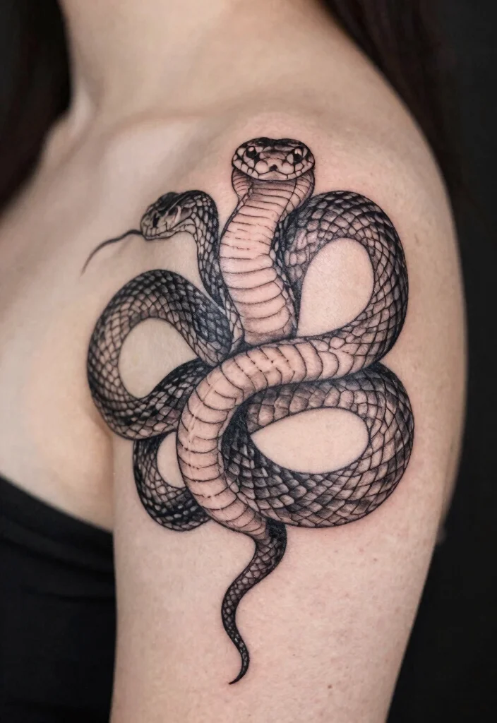 17 Snake Tattoo Collar Bone Ideas With Subtle Edge 25 17 Snake Tattoo Collar Bone Ideas With Subtle Edge - 5. Double Snake Twist 1