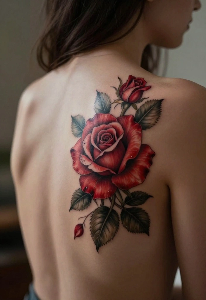 17 Spinal Tattoo Women Flower Ideas With Elegant Flow - 13. Classic Rose Tattoo 1