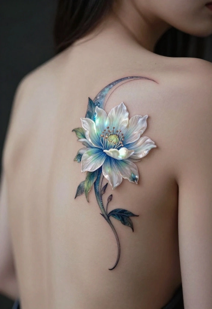 17 Spinal Tattoo Women Flower Ideas With Elegant Flow - 17. Dreamy Moonflower 1