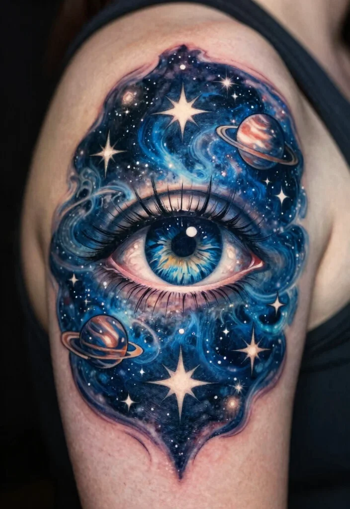 17 Third Eye Tattoo Ideas With Mystical Energy - 5. Cosmic Third Eye 1