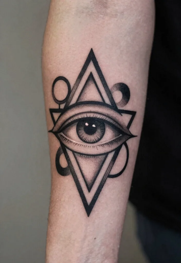 17 Third Eye Tattoo Ideas With Mystical Energy - 7. Geometric Design 1