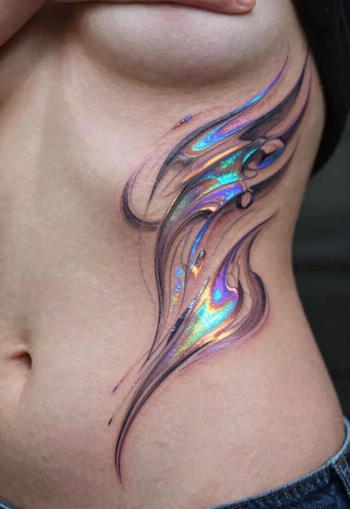 18 Cybersigilism Tattoo Stomach Ideas With Futuristic Edge 31 18 Cybersigilism Tattoo Stomach Ideas With Futuristic Edge - 11. Holographic Effects 1