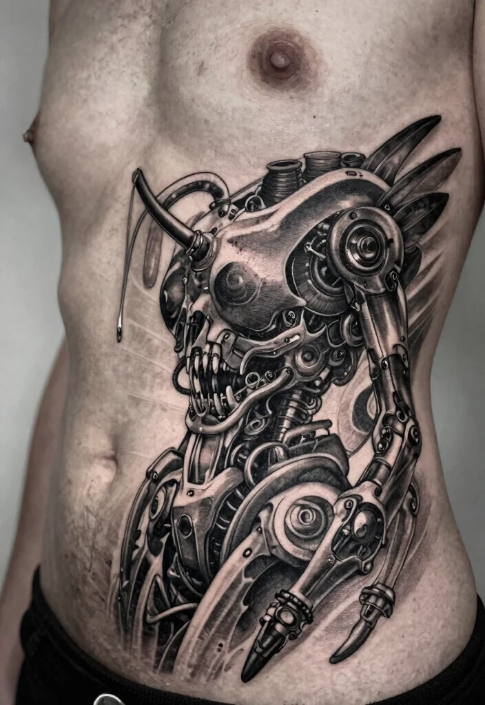 18 Cybersigilism Tattoo Stomach Ideas With Futuristic Edge 43 18 Cybersigilism Tattoo Stomach Ideas With Futuristic Edge - 13. Bio-Mechanical Tattoos 1