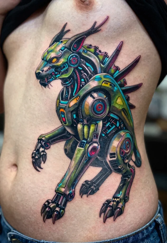 18 Cybersigilism Tattoo Stomach Ideas With Futuristic Edge 65 18 Cybersigilism Tattoo Stomach Ideas With Futuristic Edge - 15. Cybernetic Animals 1