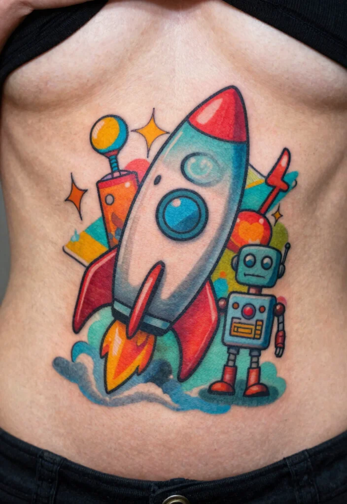 18 Cybersigilism Tattoo Stomach Ideas With Futuristic Edge 66 18 Cybersigilism Tattoo Stomach Ideas With Futuristic Edge - 16. Retro Futurism 1