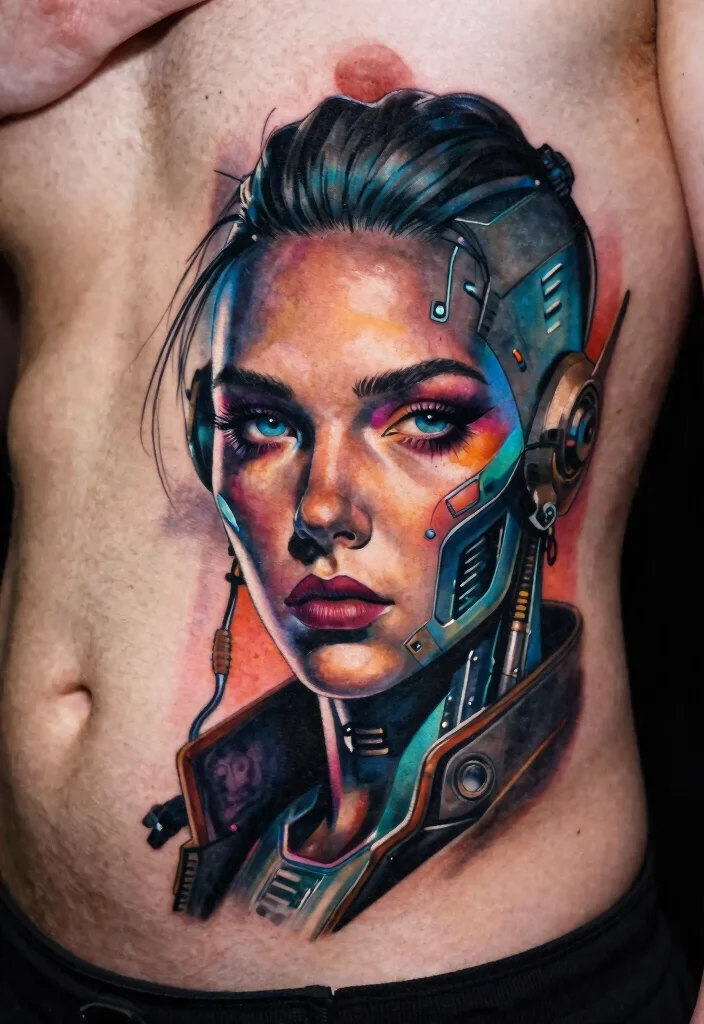 18 Cybersigilism Tattoo Stomach Ideas With Futuristic Edge 67 18 Cybersigilism Tattoo Stomach Ideas With Futuristic Edge - 17. Cyberpunk Portraits 1