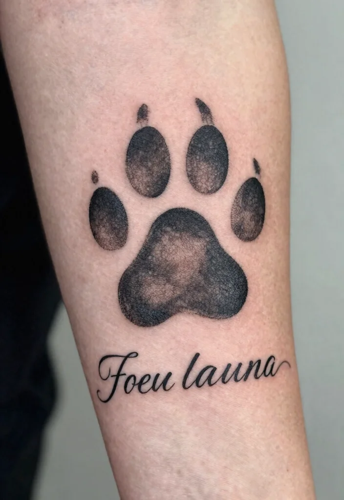 18 Dog Paw Print Tattoo Ideas With Loyal Meaning - 10. Paw Print with a Quote 1