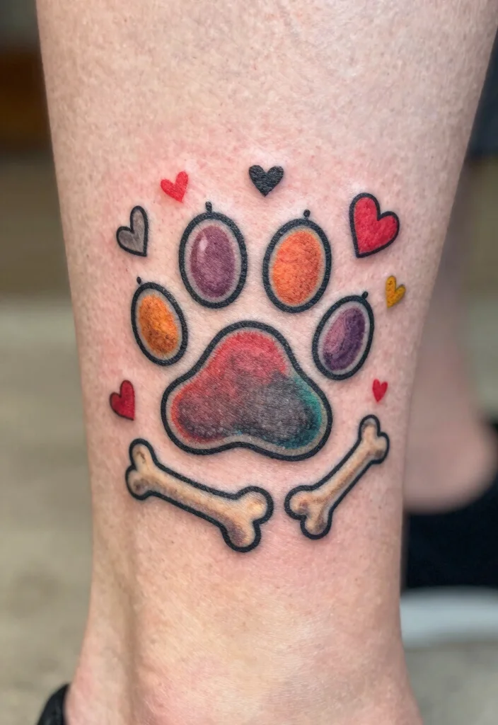 18 Dog Paw Print Tattoo Ideas With Loyal Meaning - 17. Playful Paw Print 1