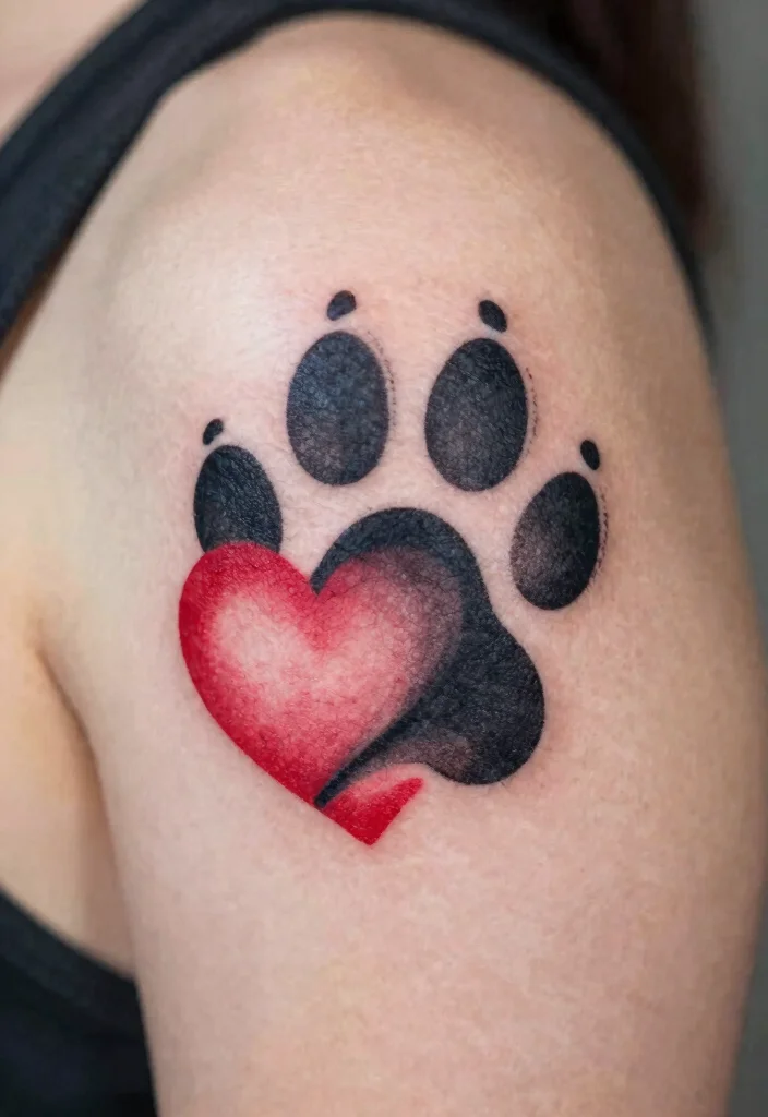 18 Dog Paw Print Tattoo Ideas With Loyal Meaning - 3. Paw Print with a Heart 1