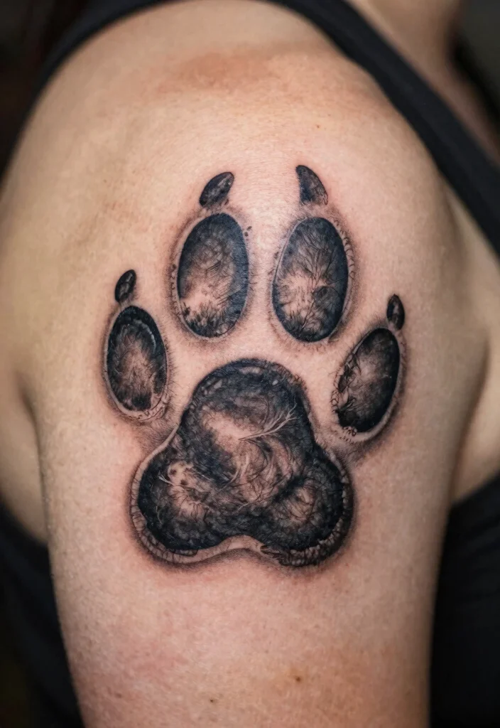 18 Dog Paw Print Tattoo Ideas With Loyal Meaning - 5. Realistic Paw Print 1