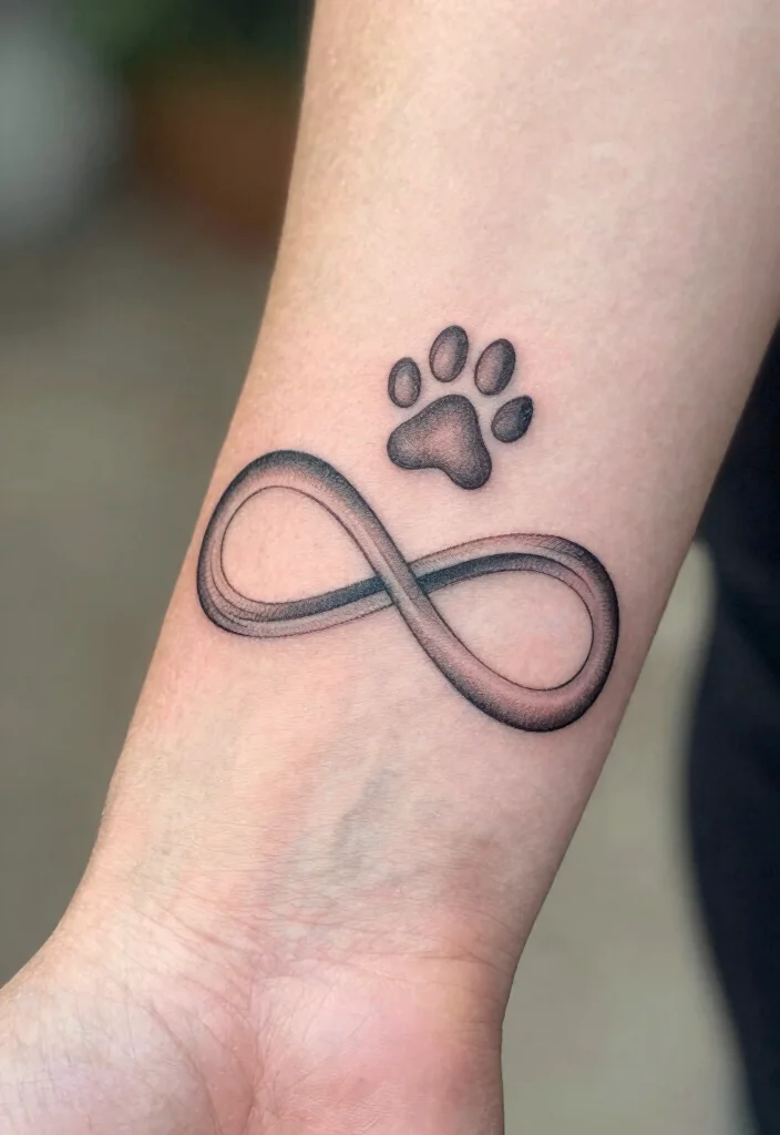 18 Dog Paw Print Tattoo Ideas With Loyal Meaning - 6. Infinity Paw Print 1