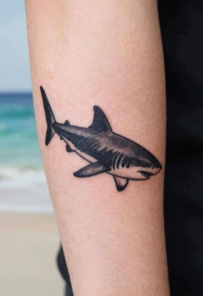 18 Fine Line Shark Tattoo Ideas With Minimal Precision - 1. Classic Shark Silhouette 1