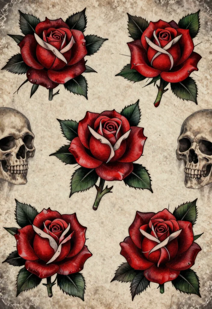 18 Friday the 13th Tattoo Flash Sheet Ideas With Spooky Vibes 2 18 Friday the 13th Tattoo Flash Sheet Ideas With Spooky Vibes - 2. Hauntingly Beautiful Roses 1