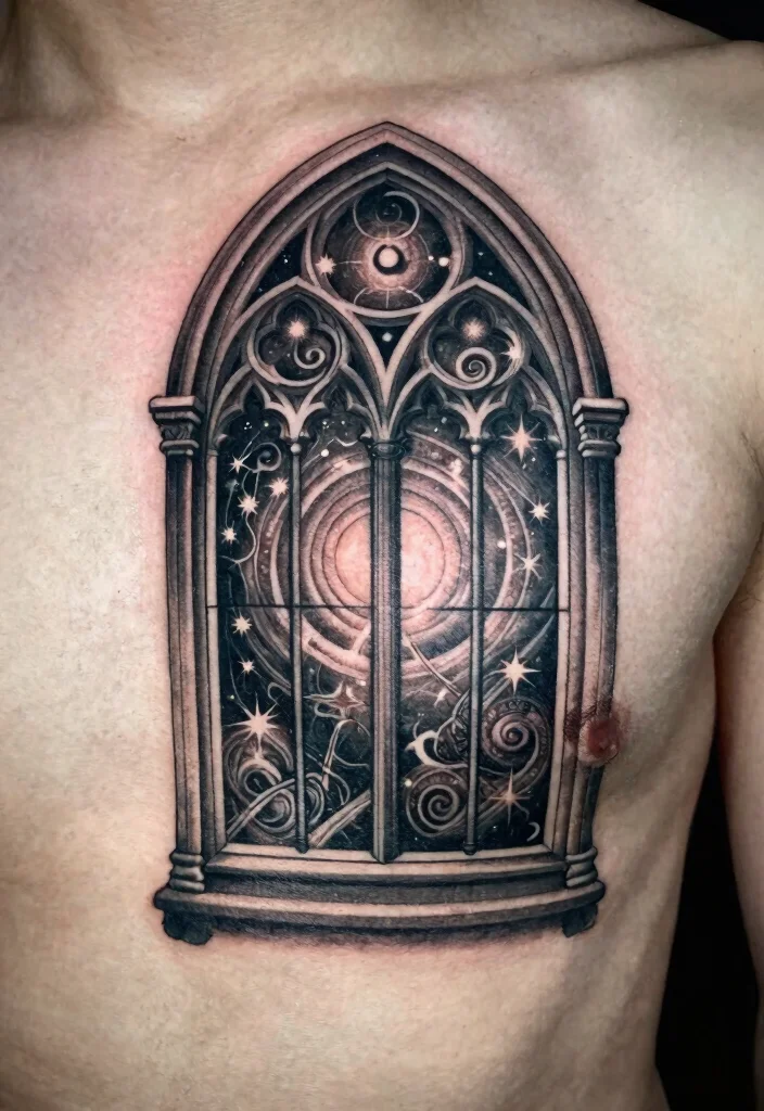 18 Gothic Windows Tattoo Ideas With Dark Romantic Vibes 31 18 Gothic Windows Tattoo Ideas With Dark Romantic Vibes - 11. The Gothic Portal 1