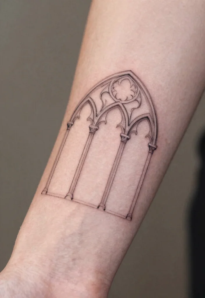 18 Gothic Windows Tattoo Ideas With Dark Romantic Vibes 2 18 Gothic Windows Tattoo Ideas With Dark Romantic Vibes - 2. Minimalist Gothic Arches 1