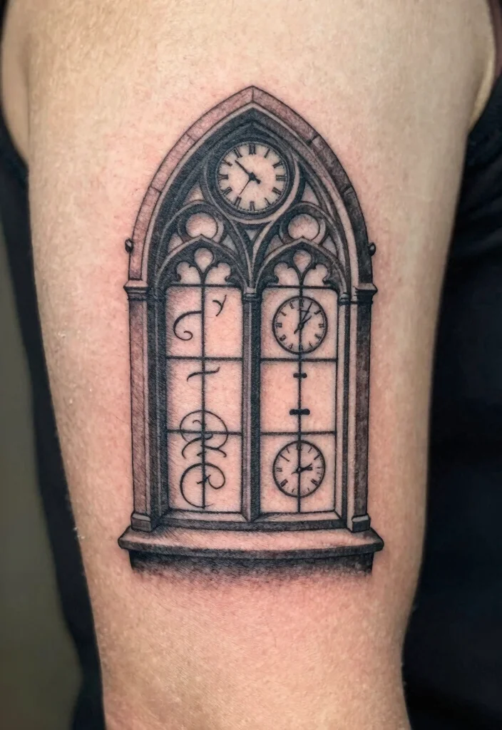 18 Gothic Windows Tattoo Ideas With Dark Romantic Vibes 28 18 Gothic Windows Tattoo Ideas With Dark Romantic Vibes - 8. Echoes of the Past 1