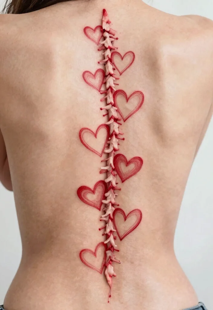18 Red Spine Tattoo Ideas That Make a Dramatic Statement 40 18 Red Spine Tattoo Ideas That Make a Dramatic Statement - 10. Heart Designs 1