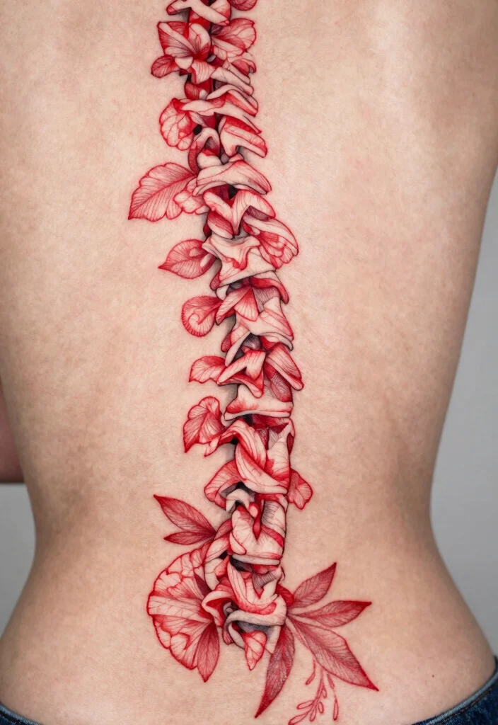 18 Red Spine Tattoo Ideas That Make a Dramatic Statement 64 18 Red Spine Tattoo Ideas That Make a Dramatic Statement - 14. Combination Designs 1