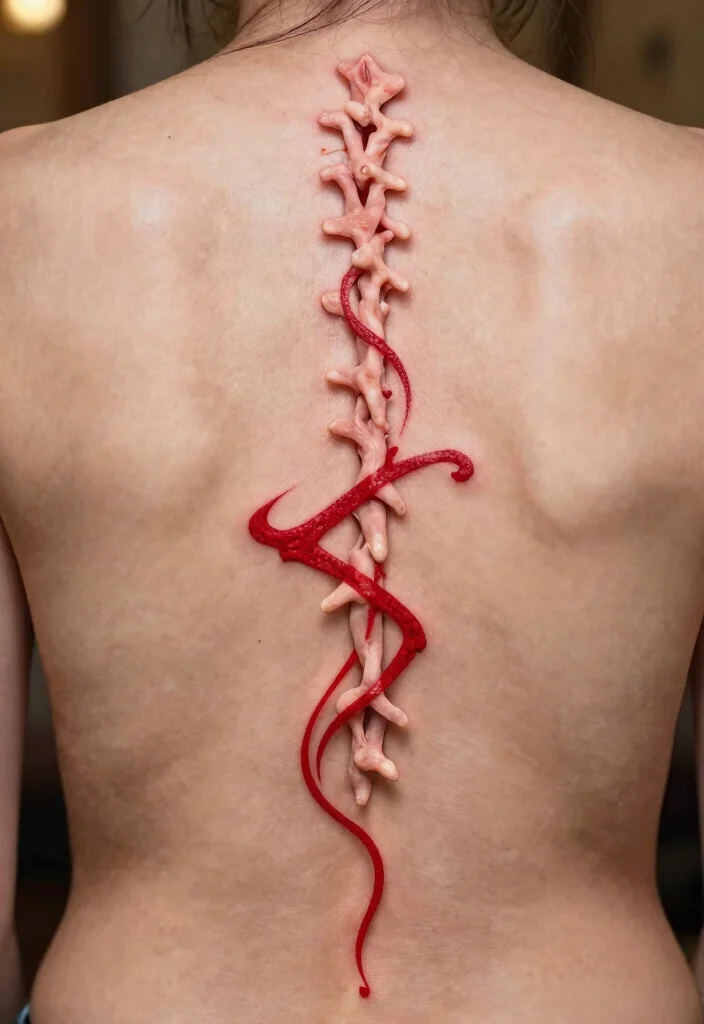 18 Red Spine Tattoo Ideas That Make a Dramatic Statement 68 18 Red Spine Tattoo Ideas That Make a Dramatic Statement - 18. Personal Symbols 1