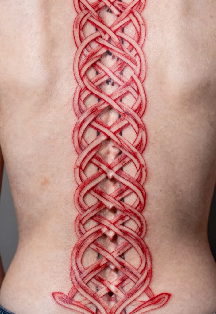 18 Red Spine Tattoo Ideas That Make a Dramatic Statement 36 18 Red Spine Tattoo Ideas That Make a Dramatic Statement - 6. Celtic Knots 1